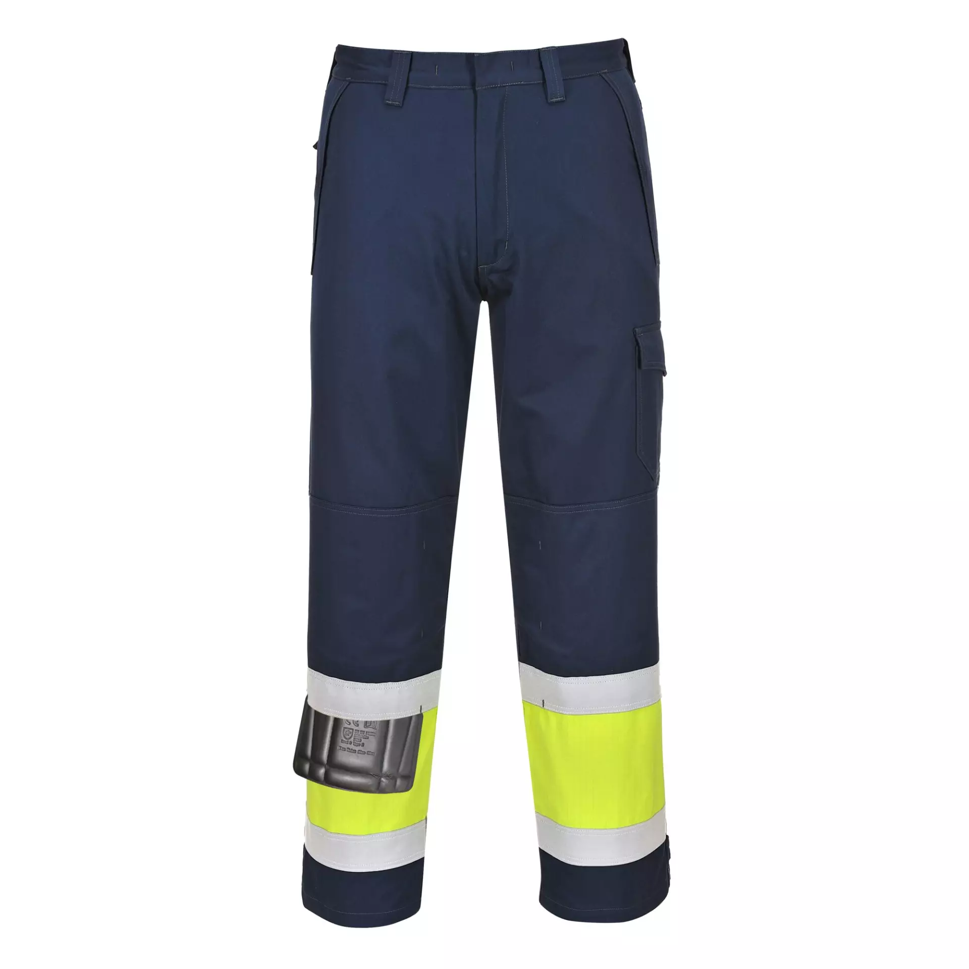 Portwest MV26YNR, Hi-Vis Modaflame Trousers, Yellow/Navy, image 1