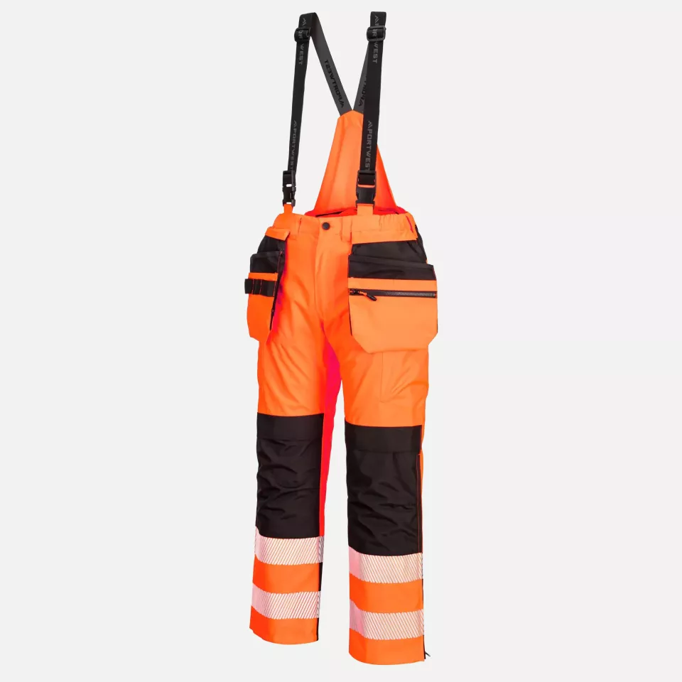 Portwest PW356OBR, PW3 Hi-Vis Rain Trousers, Orange/Black, image 3, gallery thumbnail
