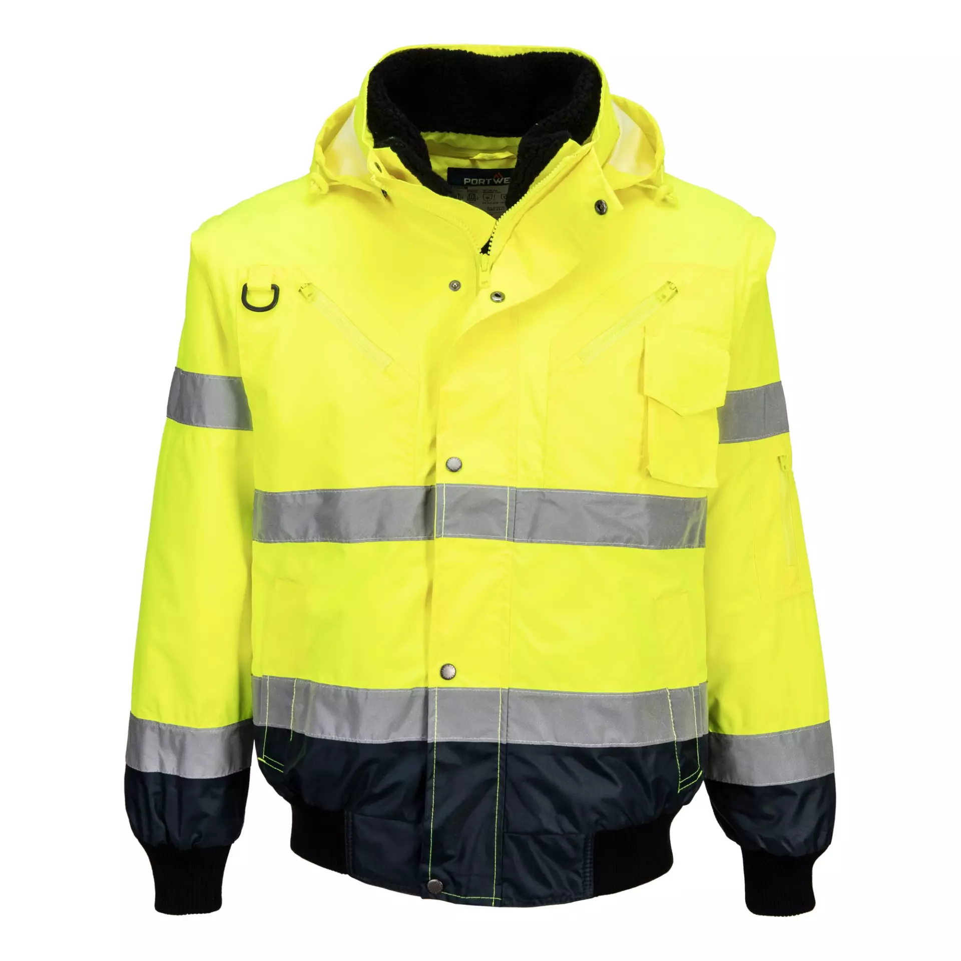 Portwest C465YNR, Hi-Vis 3-in-1 Contrast Bomber Jacket, Yellow/Navy, image 1
