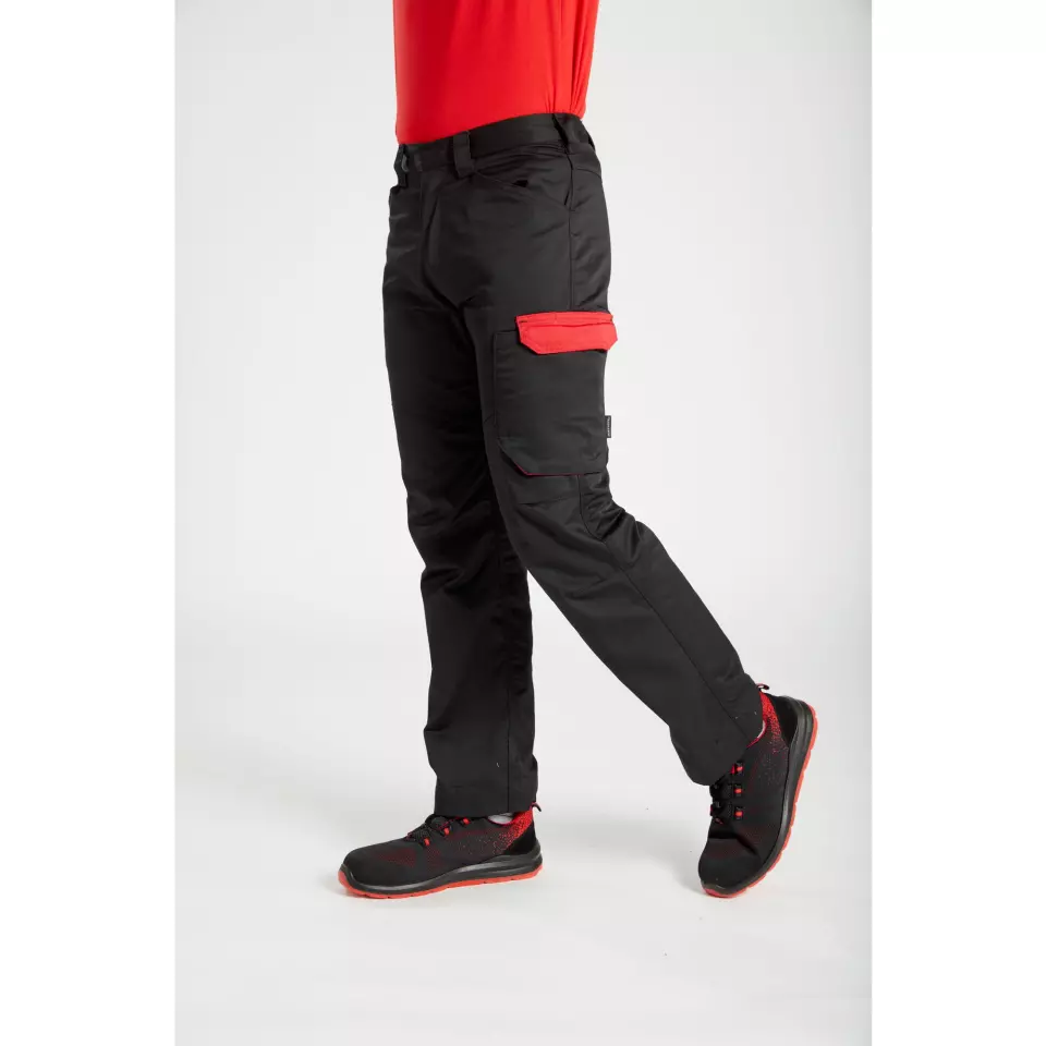 Portwest PW240BDR, PW2 Service Trousers, Black/Red, image 2, gallery thumbnail