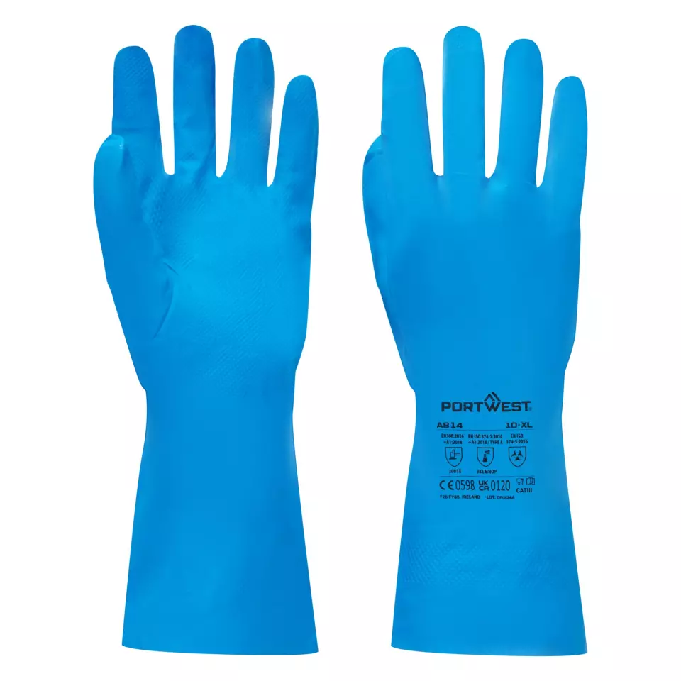 Portwest A814BLU, Food Approved Nitrile Gauntlet, Blue, image 2, gallery thumbnail