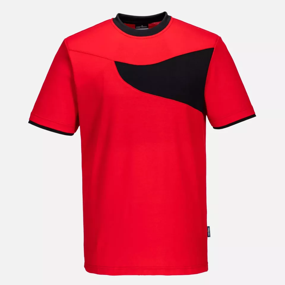 Portwest PW211RBK, PW2 Cotton Comfort T-Shirt S/S, Red/Black, image 1, gallery thumbnail