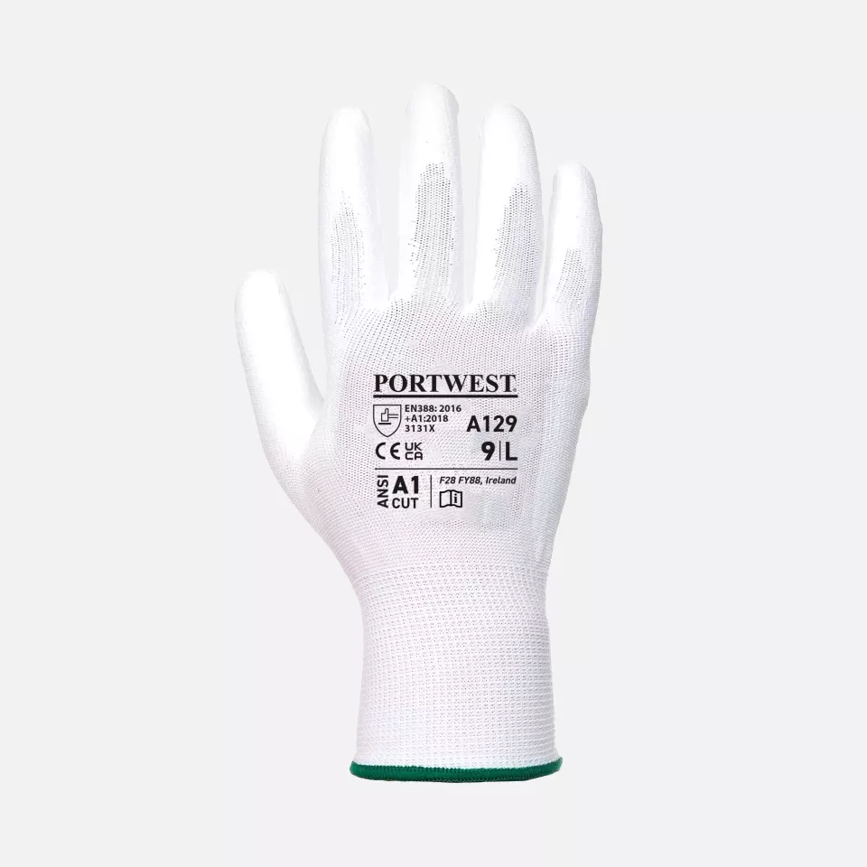 Portwest A129WHR, PU Palm Glove - Carton, White, image 2, gallery thumbnail