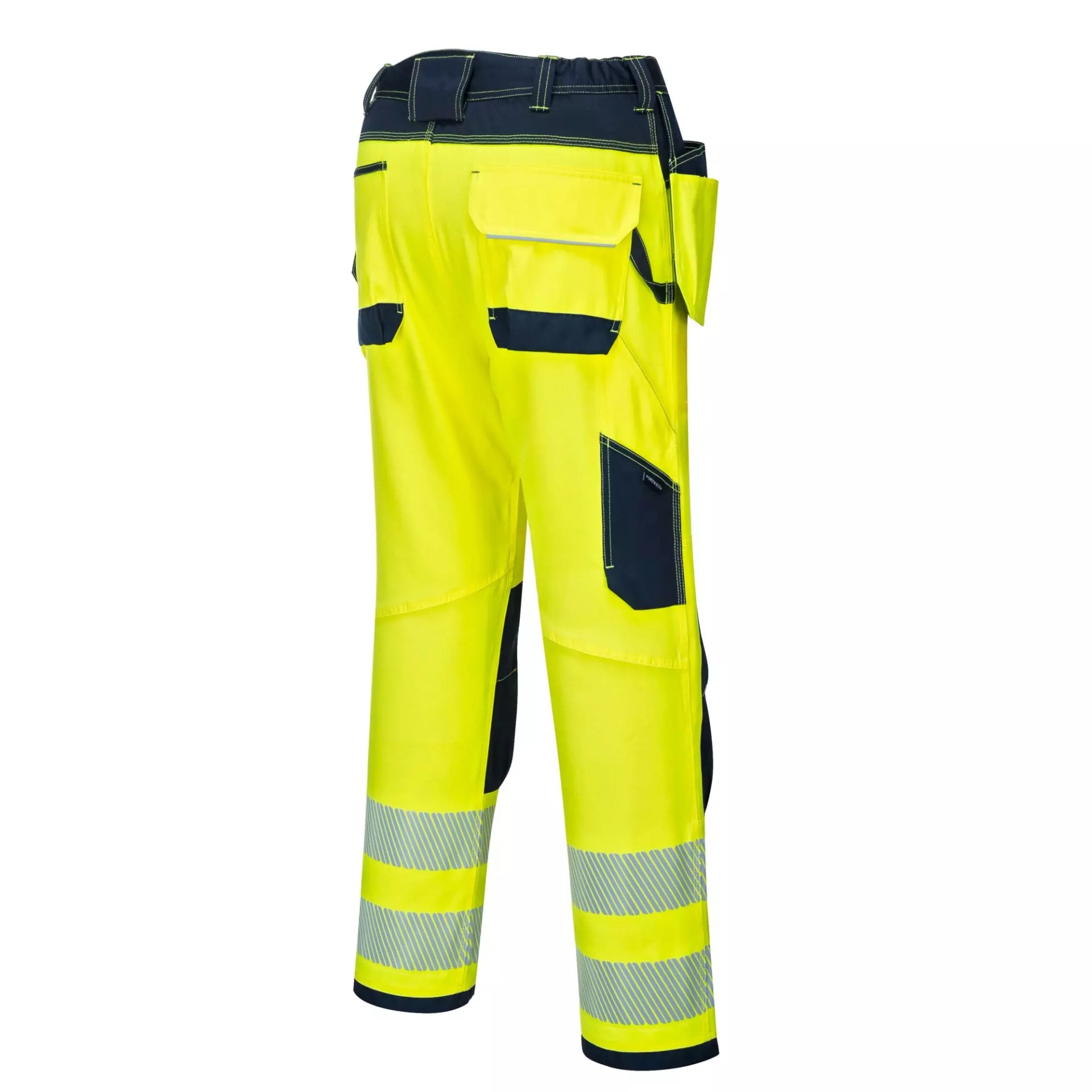 Portwest T501YNR, PW3 Hi-Vis Holster Pocket Work Trousers, Yellow/Navy, image 3