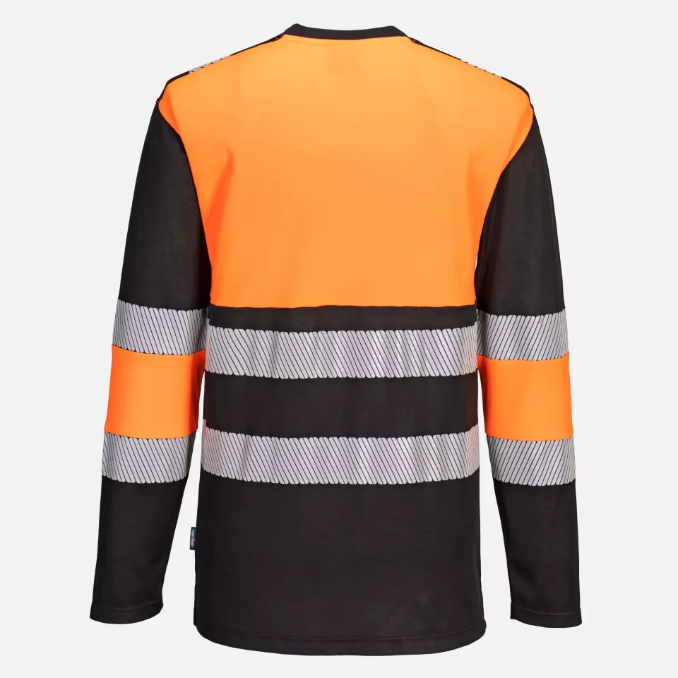 Portwest PW312OBR, PW3 Hi-Vis Cotton Comfort Class 1 T-Shirt L/S, Orange/Black, image 2, gallery thumbnail
