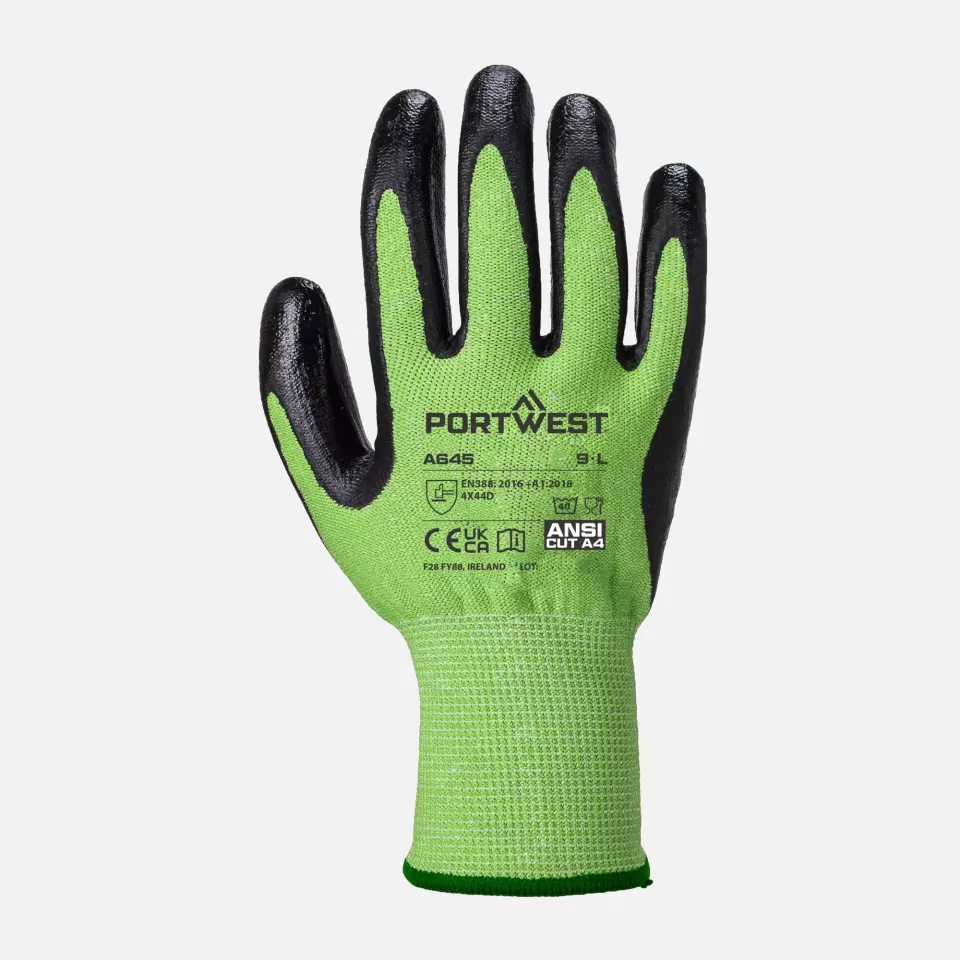 Portwest A645E8R, Green Cut Glove - Nitrile Foam, Green/Black, image 1, gallery thumbnail