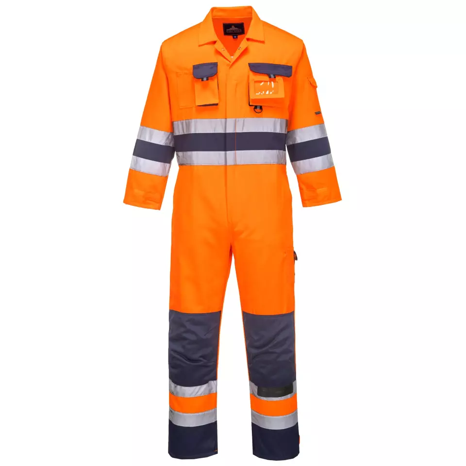Portwest TX55ONR, Nantes Hi-Vis Contrast Work Coverall, Orange/Navy, image 1, gallery thumbnail