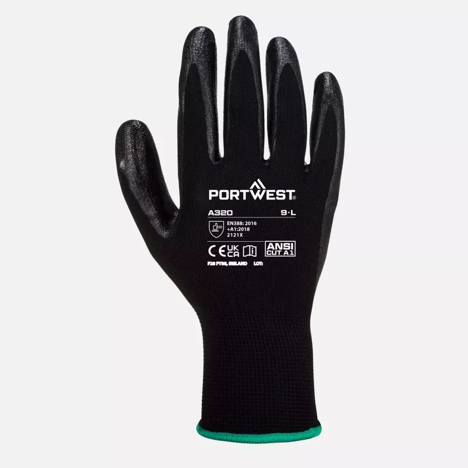 Portwest A320BKR, Dexti-Grip Glove, Black, image 1, gallery thumbnail