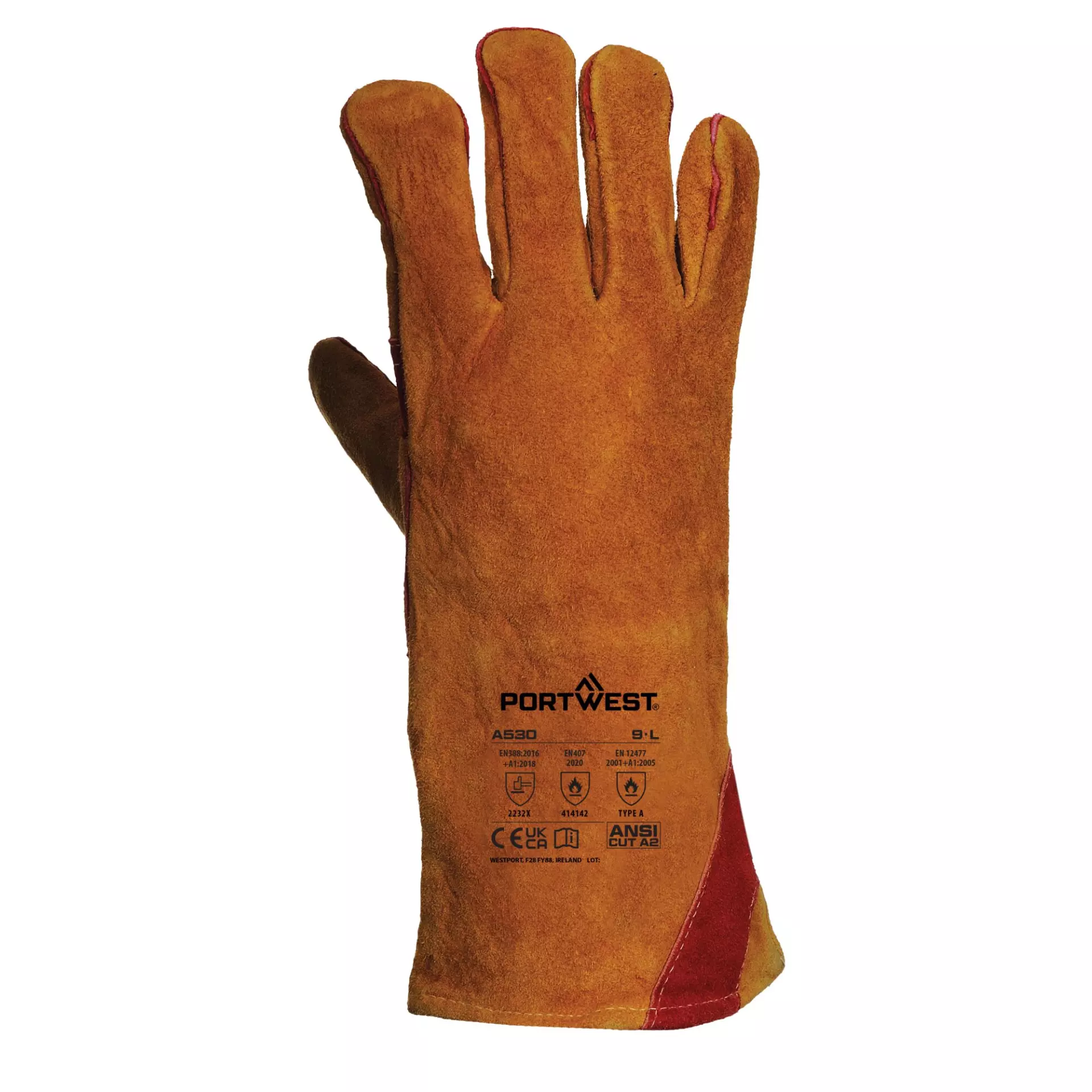 Portwest A530BRR, Reinforced Welding Gauntlet, Brown, image 1