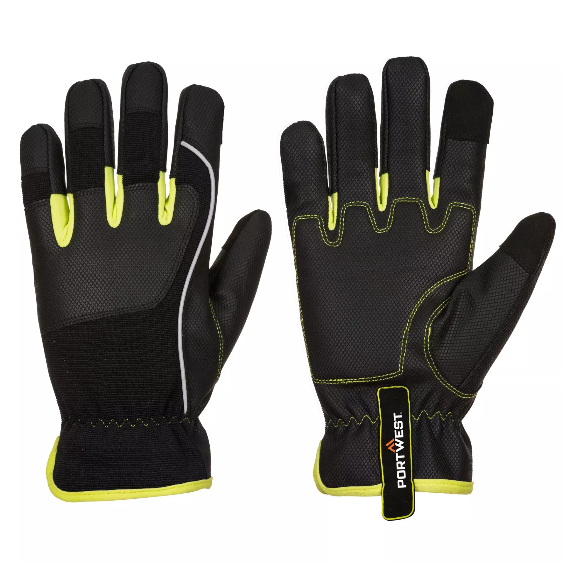 Portwest A771BKY, PW3 Tradesman Glove, Black/Yellow, image 2