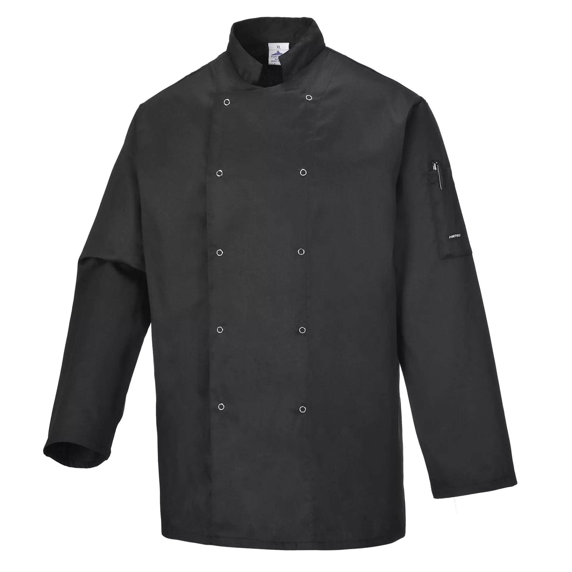 Portwest C833BKR, Chef's Suffolk Studded Jacket L/S, Black