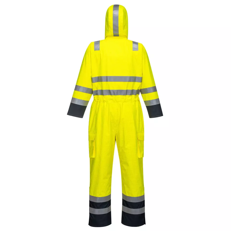 Portwest S775YNR, Bizflame Rain Hi-Vis Multi Coverall, Yellow/Navy, image 2, gallery thumbnail