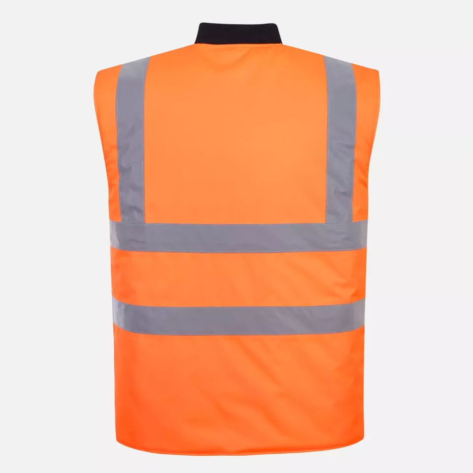 Portwest S469ORR, Hi-Vis Reversible Bodywarmer, Orange, image 2, gallery thumbnail