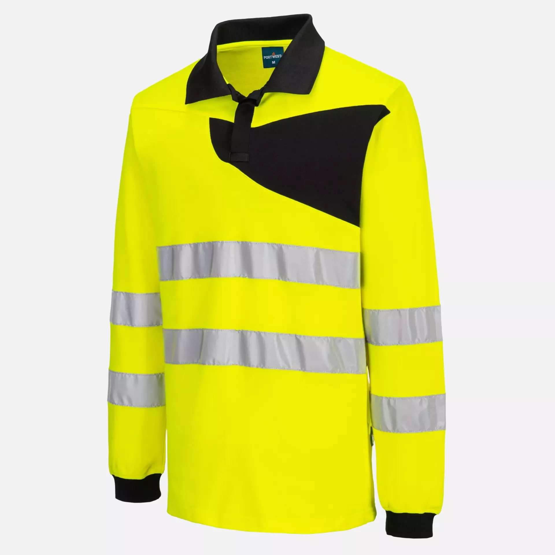 Portwest PW220YBR, PW2 Hi-Vis Polo Shirt L/S, Yellow/Black, image 3
