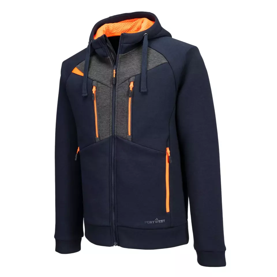Portwest DX472DNR, DX4 Zipped Hoodie, Dark Navy, image 4, gallery thumbnail