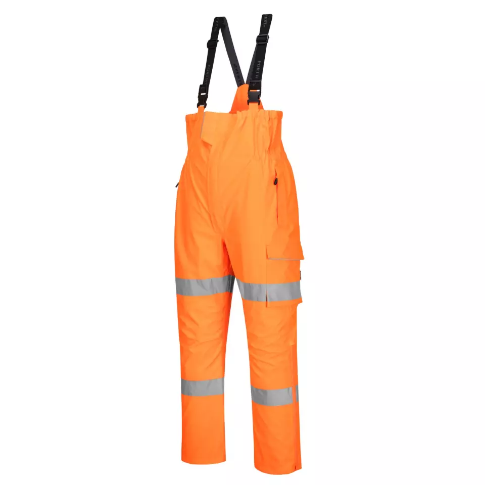 Portwest S594ORR, Hi-Vis Extreme Rain Bib and Brace, Orange, image 3, gallery thumbnail