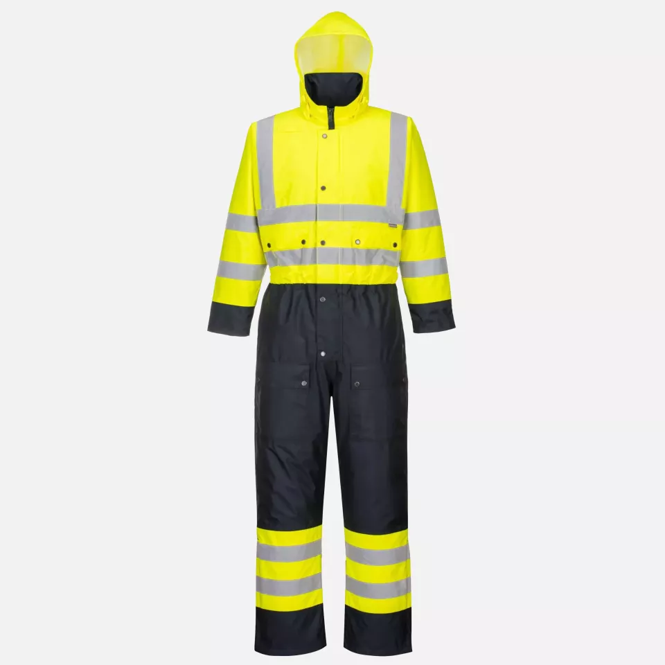 Portwest S485YNR, Hi-Vis Contrast Winter Coverall, Yellow/Navy, image 1, gallery thumbnail