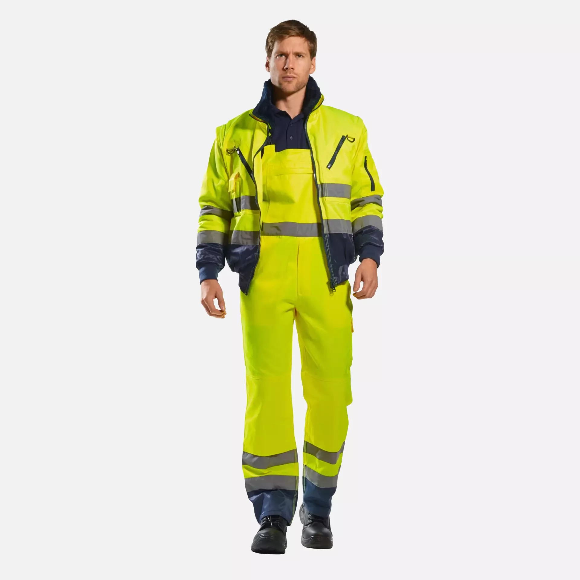 Portwest PJ50ONR, Hi-Vis 3-in-1 Contrast Pilot Jacket, Orange/Navy, image 5