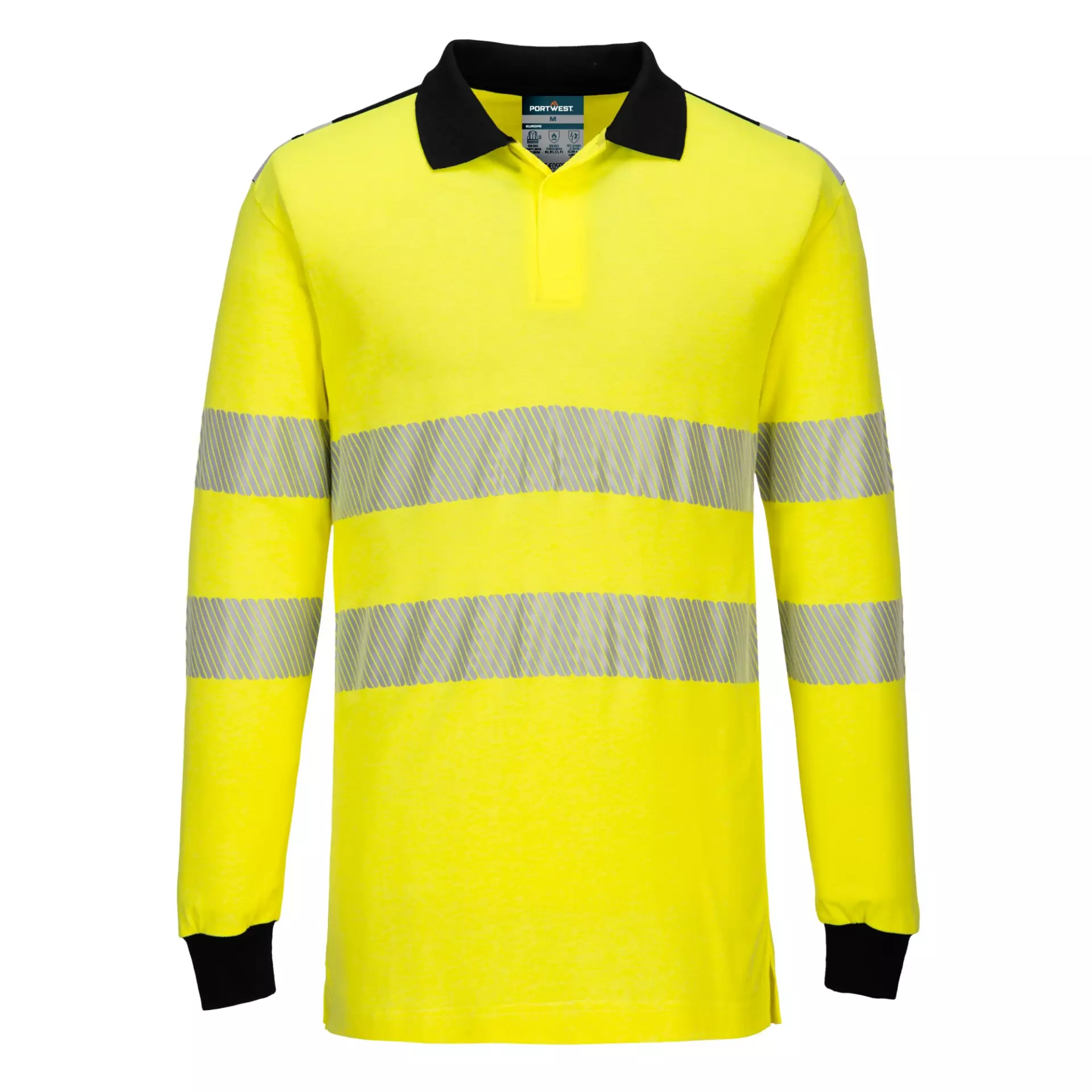 Portwest FR702YBR, PW3 FR Modaflame Hi-Vis Polo Shirt, Yellow/Black, image 1