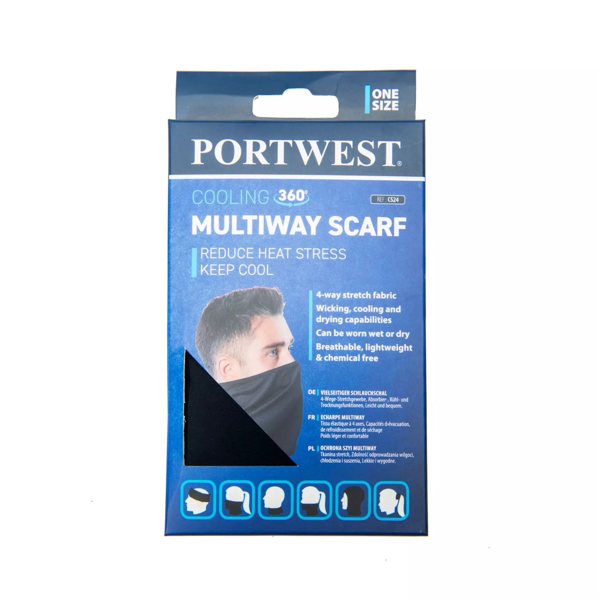 Portwest CS24BKR, Cooling Multiway Scarf, Black, image 5