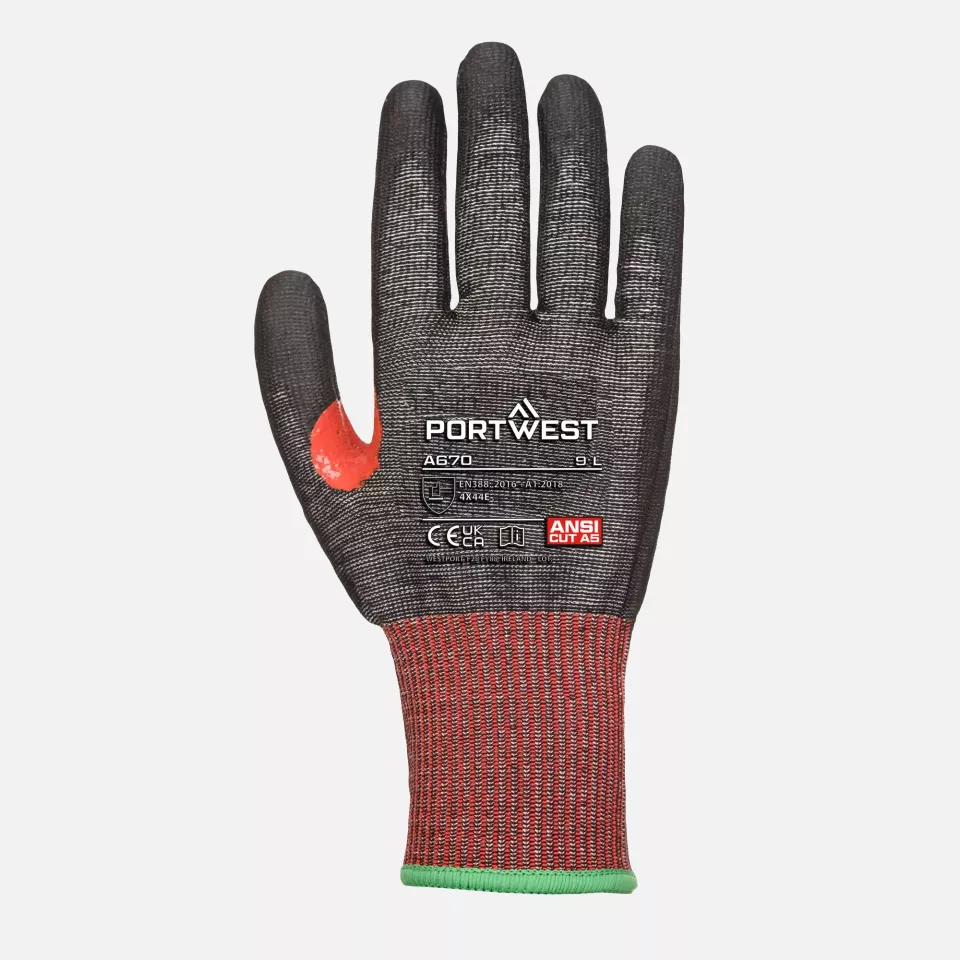 Portwest A670K8R, CS Cut F13 PU Glove, Black, image 1, gallery thumbnail