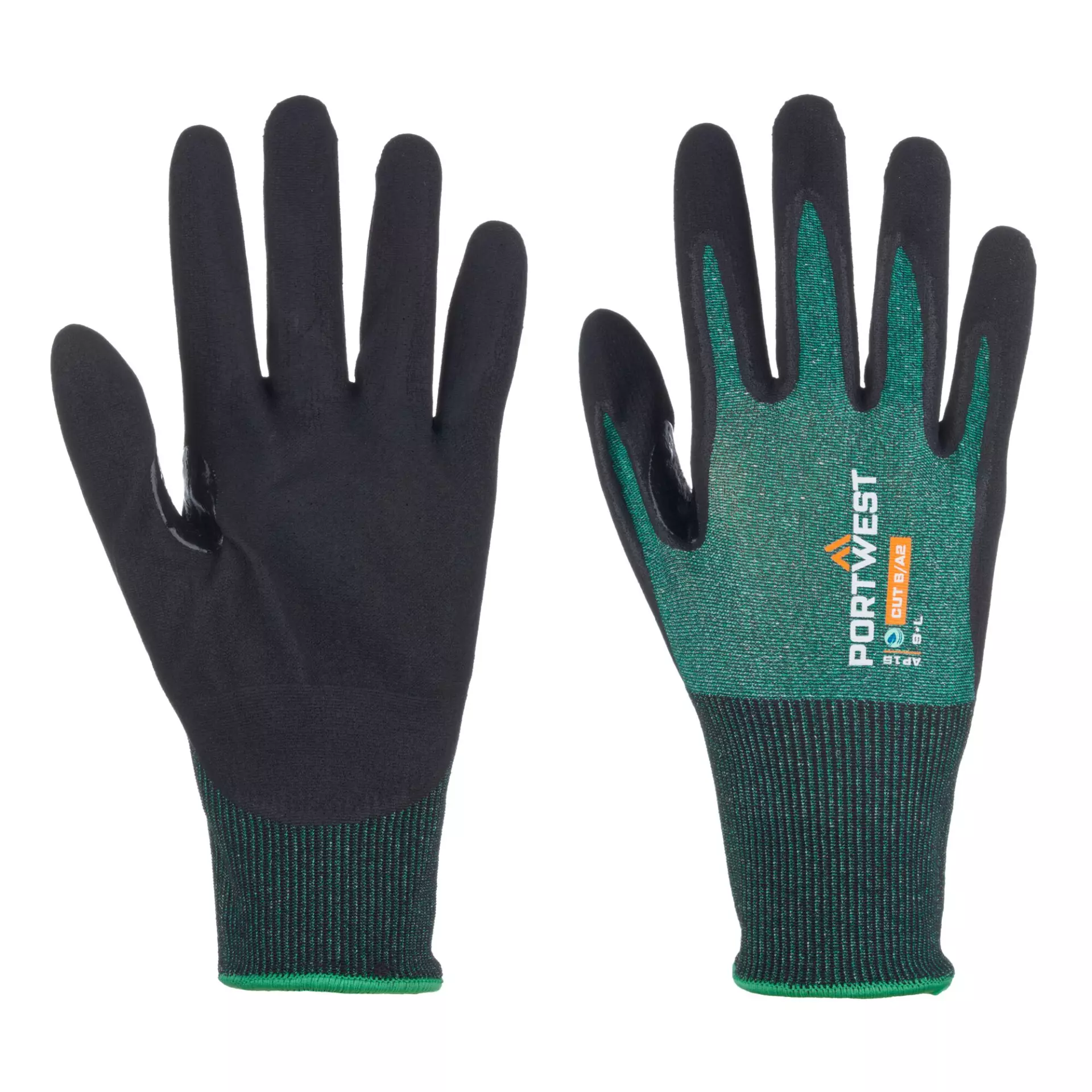 Portwest AP15E8R, SG Cut B18 Eco Nitrile Glove, Green/Black, image 3