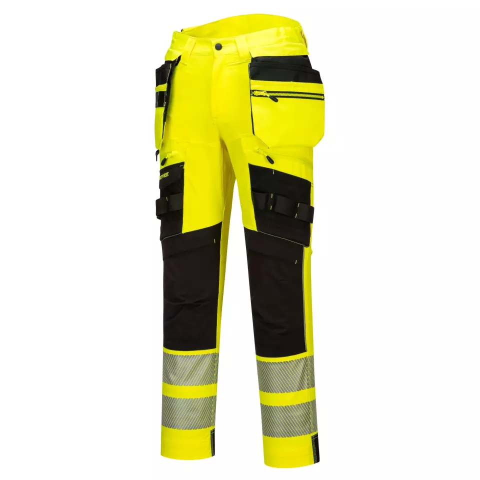 Portwest DX442YBR, DX4 Hi-Vis Detachable Holster Pocket Trousers, Yellow/Black, image 4, gallery thumbnail