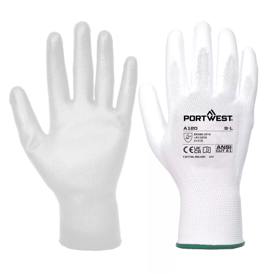 Portwest A120WHR, PU Palm Glove, White, image 3, gallery thumbnail