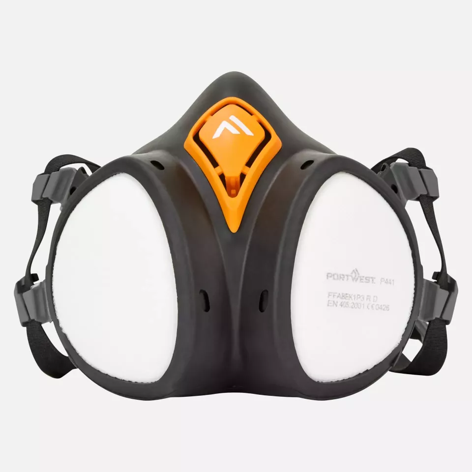 Portwest P441BKR, ABEK1P3 Ready to use Half Mask, Black, image 1, gallery thumbnail