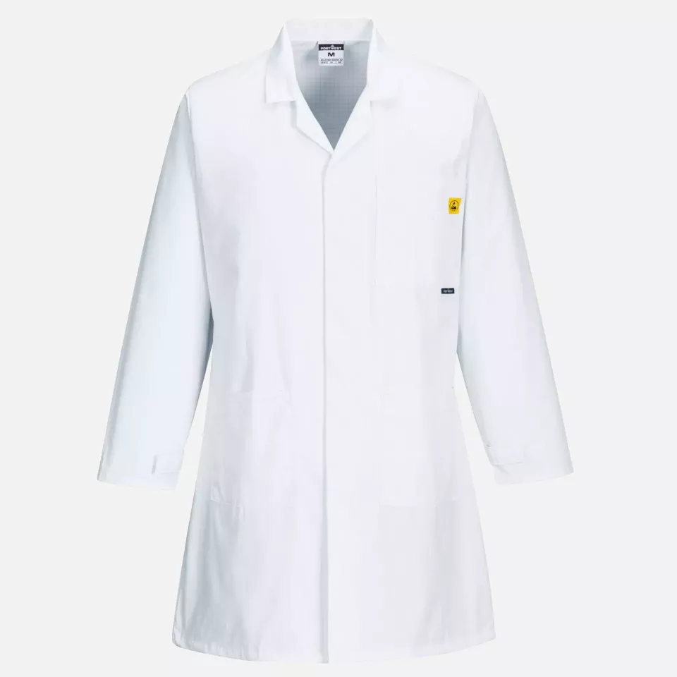 Portwest AS10WHR, Antistatischer ESD-Mantel, Weiß, image 1, gallery thumbnail