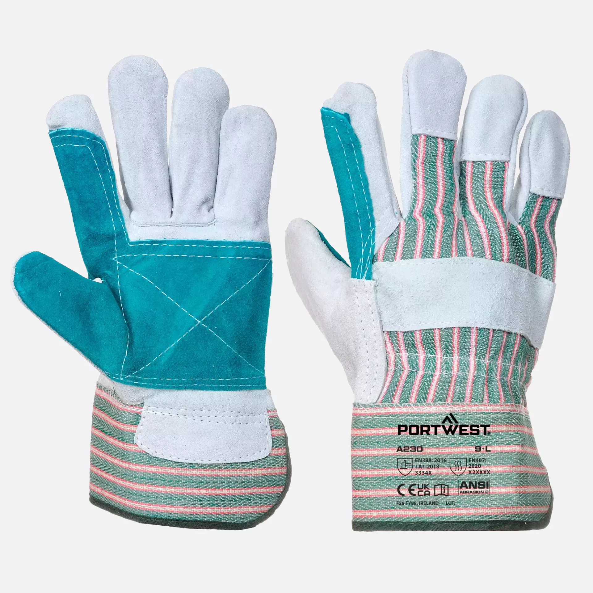 Portwest A230GRR, Double Palm Rigger Glove, Grey, image 3
