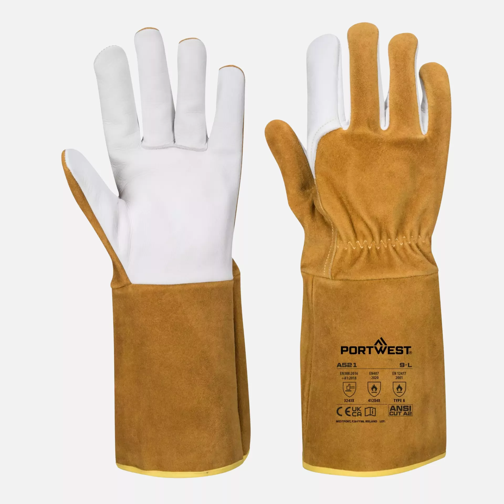 Portwest A521BRR, TIG Welding Gauntlet, Brown, image 3
