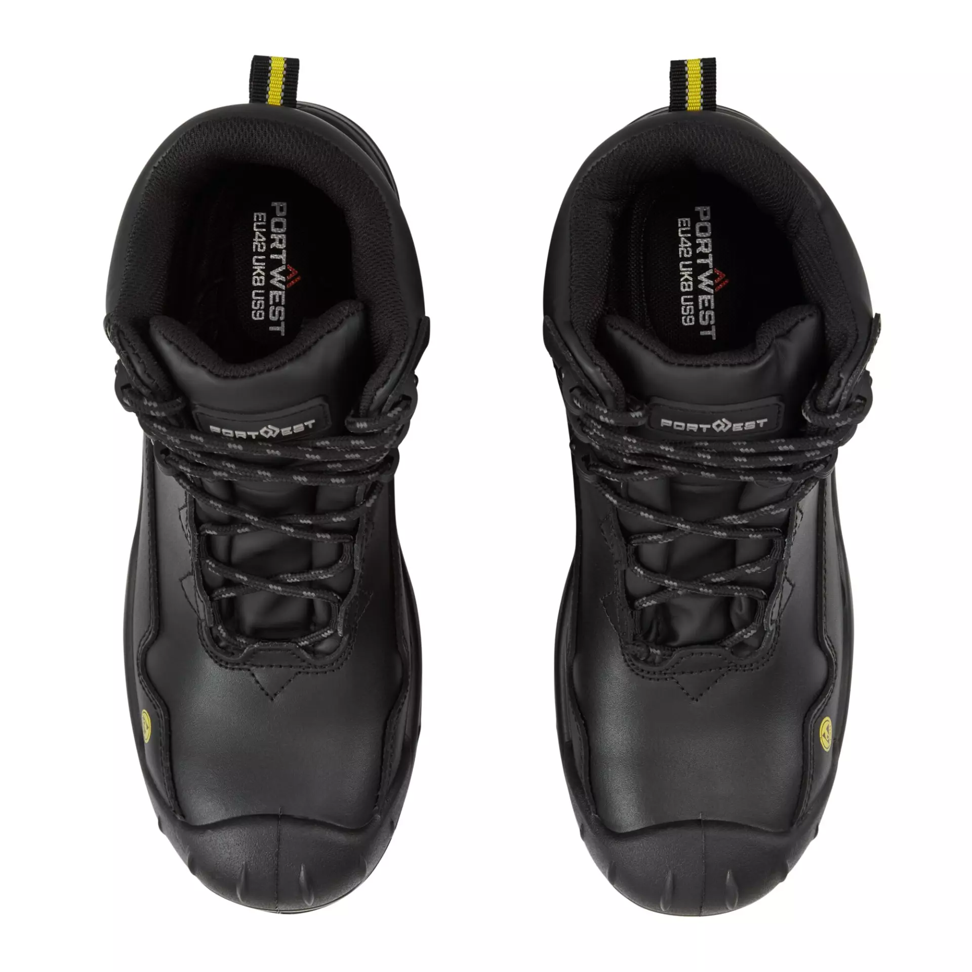 Portwest FC18BKY, Composite Action Leather Mid Boot S3S ESD HRO SR SC FO, Black/Yellow, image 3