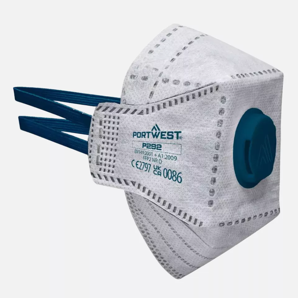 Portwest P292WHR, EAGLE FFP2 Aktivkohle-Faltmaske mit Ventil, Weiß, image 2, gallery thumbnail