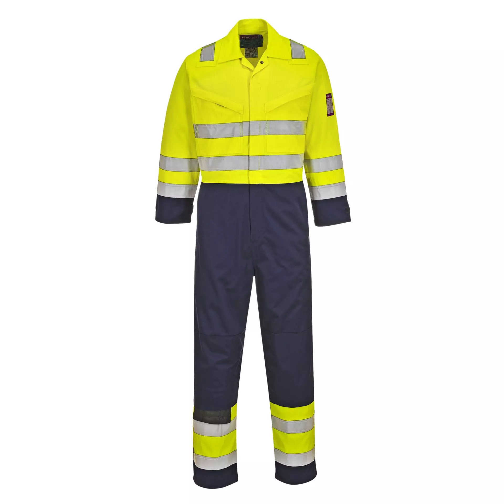 Portwest MV28YNR, Hi-Vis Modaflame Coverall, Yellow/Navy, image 1