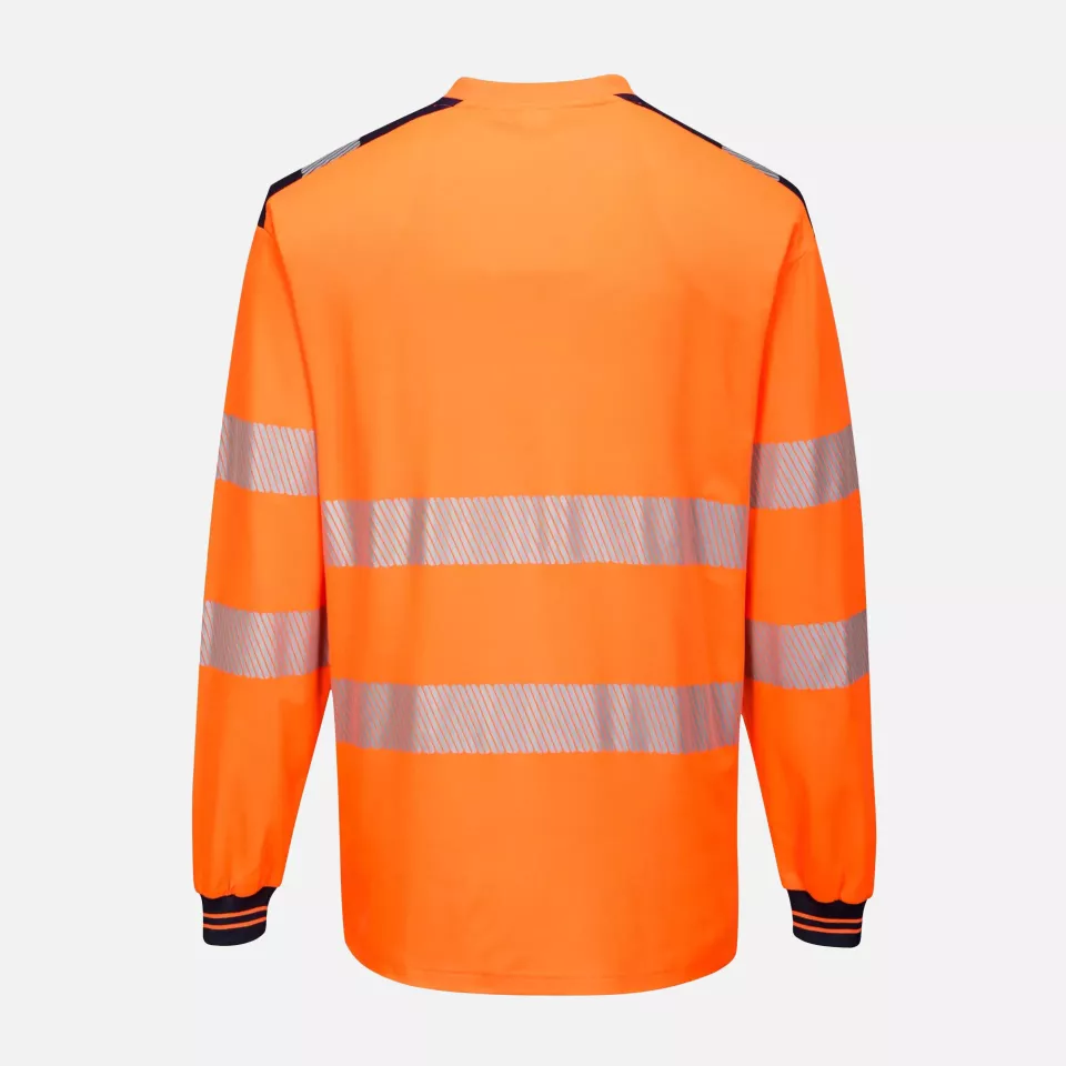Portwest T185OBR, PW3 Hi-Vis Cotton Comfort T-Shirt L/S, Orange/Black, image 2, gallery thumbnail