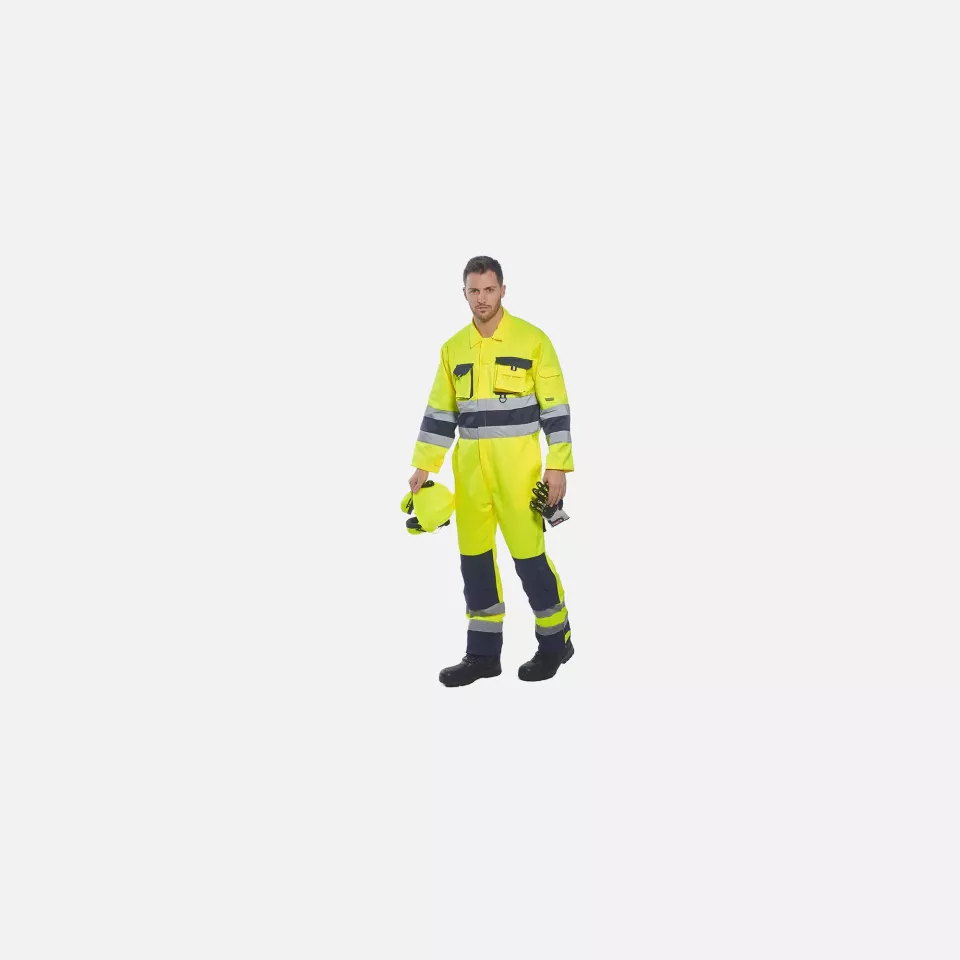 Portwest TX55YNR, Nantes Hi-Vis Contrast Work Coverall, Yellow/Navy, image 9, gallery thumbnail