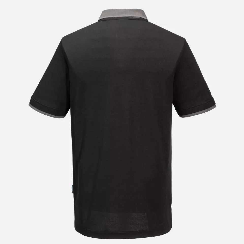 Portwest PW210BZR, PW2 Cotton Comfort Poloshirt Kurzarm, Schwarz/Zoom Grau, image 2, gallery thumbnail