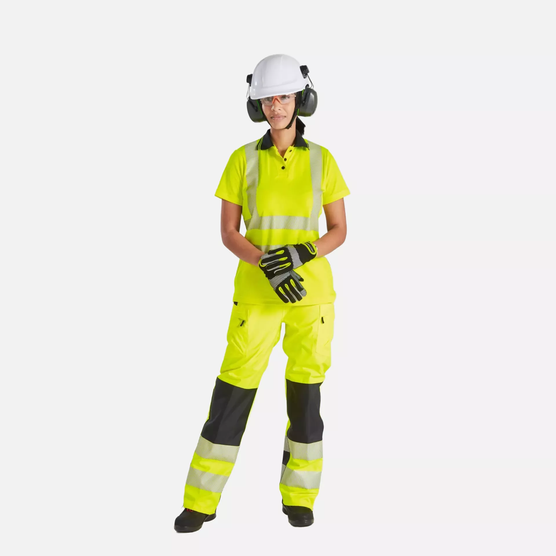 Portwest LW72YBR, Hi-Vis Women's Cotton Comfort Pro Polo Shirt S/S, Yellow/Black, image 6