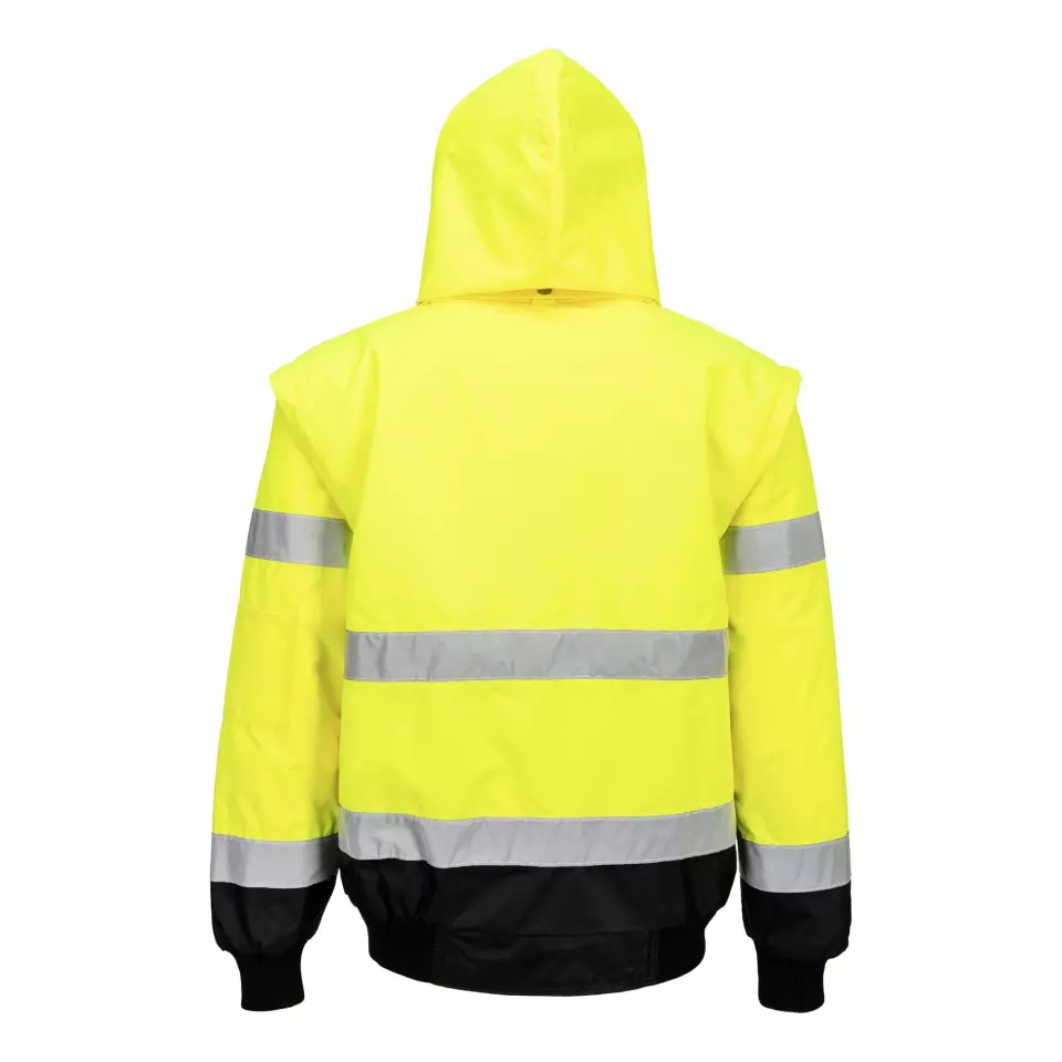 Portwest C465YBR, Hi-Vis 3-in-1 Contrast Bomber Jacket, Yellow/Black, image 2, gallery thumbnail