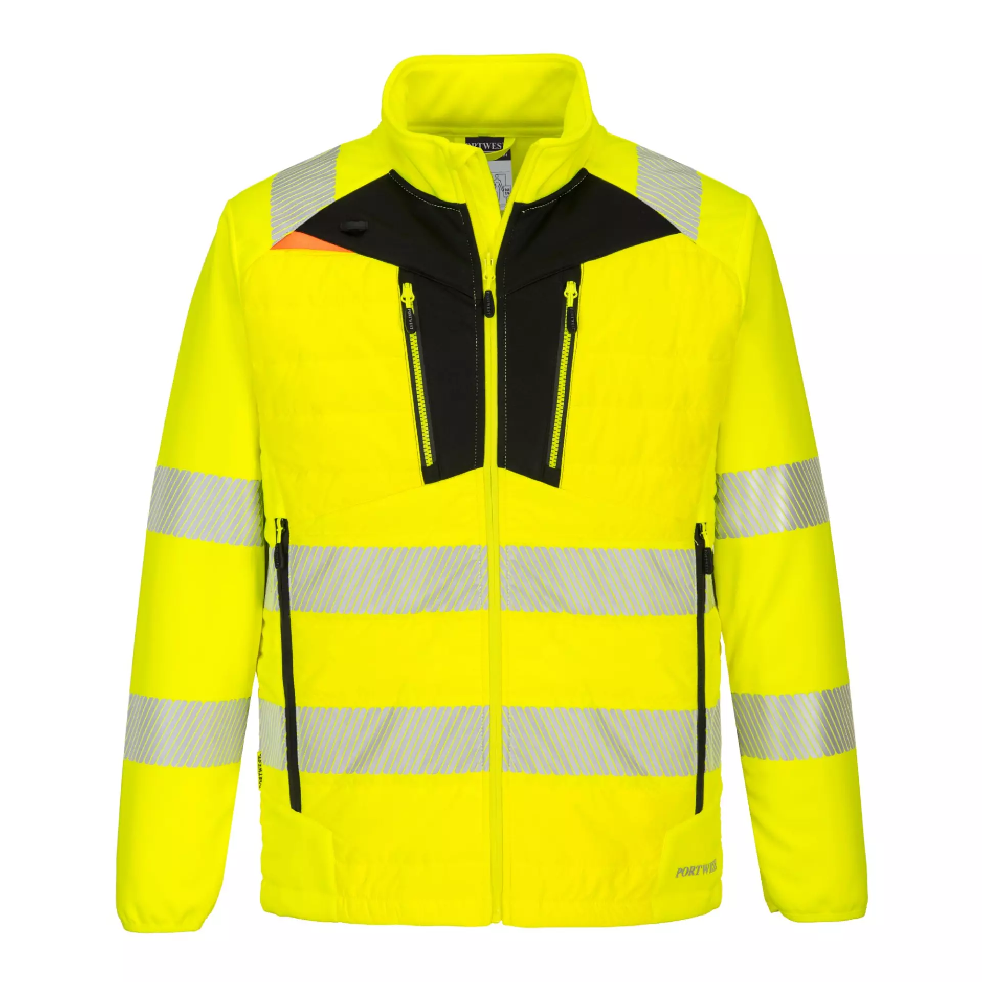Portwest DX473YBR, DX4 Hi-Vis Hybrid Baffle Jacket, Yellow/Black