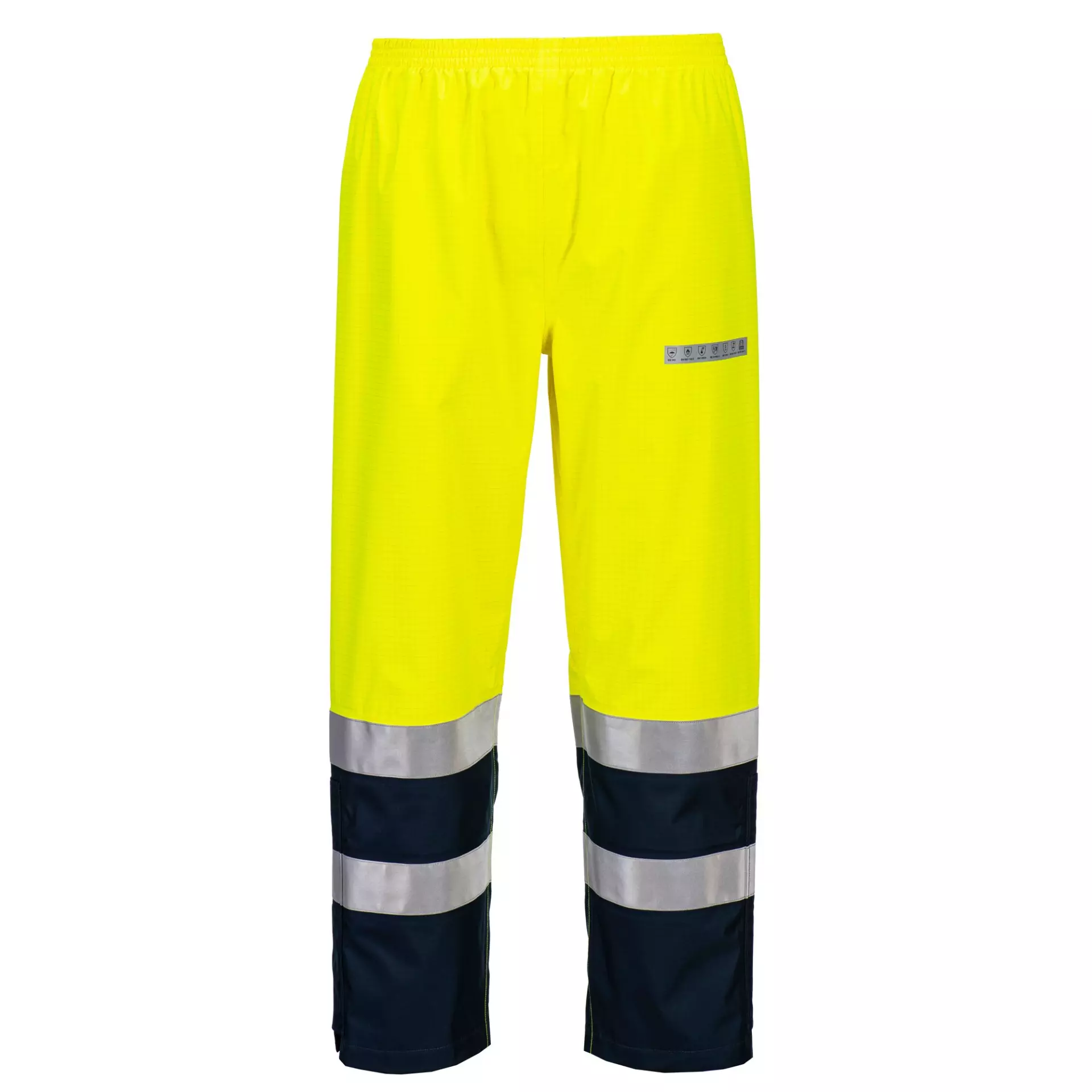 Portwest FR410YNR, Bizflame Rain+ Hi-Vis Light Arc FR Trouser, Yellow/Navy, image 1