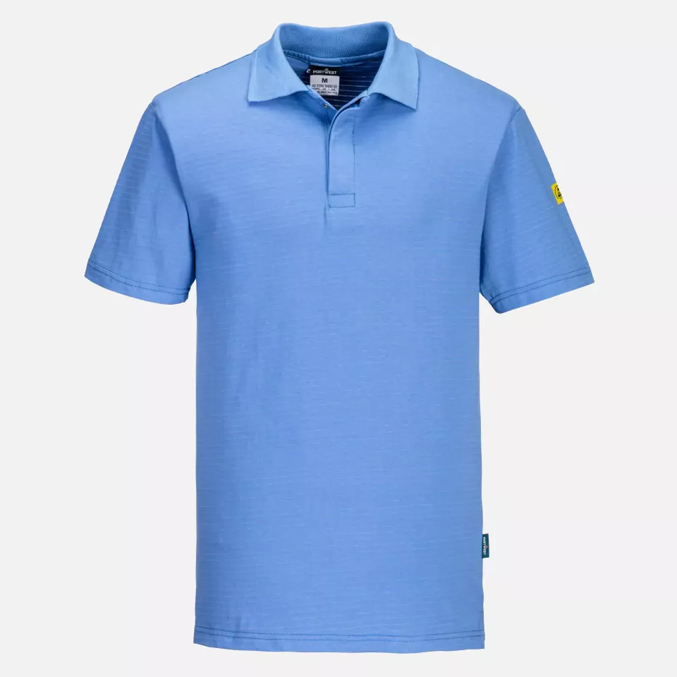 Portwest AS21HBR, Anti-Static ESD Polo Shirt S/S, Hamilton Blue, image 1, gallery thumbnail