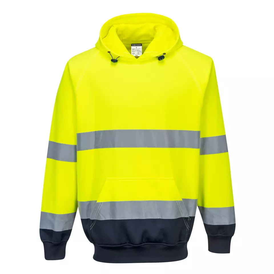 Portwest B316YNR, Hi-Vis Contrast Hoodie, Yellow/Navy, image 1, gallery thumbnail