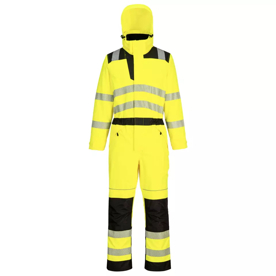 Portwest PW355YBR, PW3 Hi-Vis Rain Coverall, Yellow/Black, image 1, gallery thumbnail