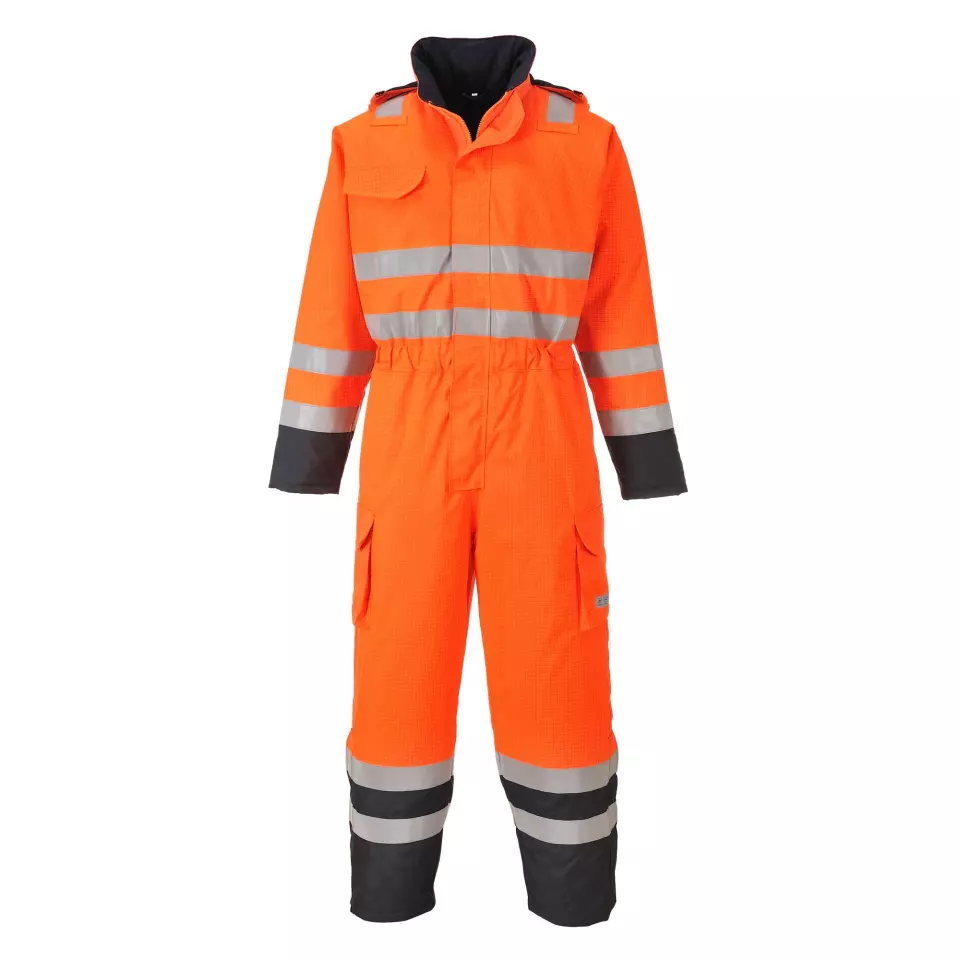 Portwest S775ONR, Bizflame Rain Hi-Vis Multi Coverall, Orange/Navy, image 1, gallery thumbnail