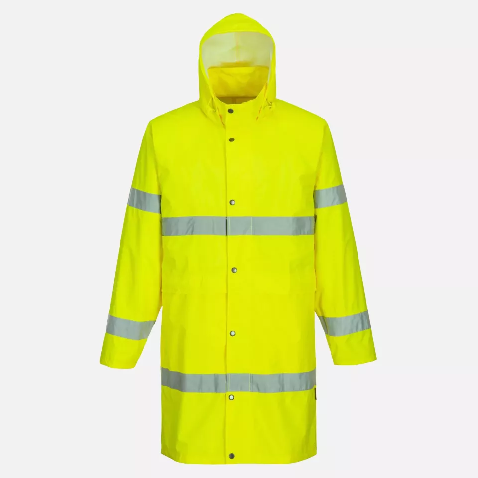 Portwest H442YER, Hi-Vis Rain Coat 100cm, Yellow, image 1, gallery thumbnail