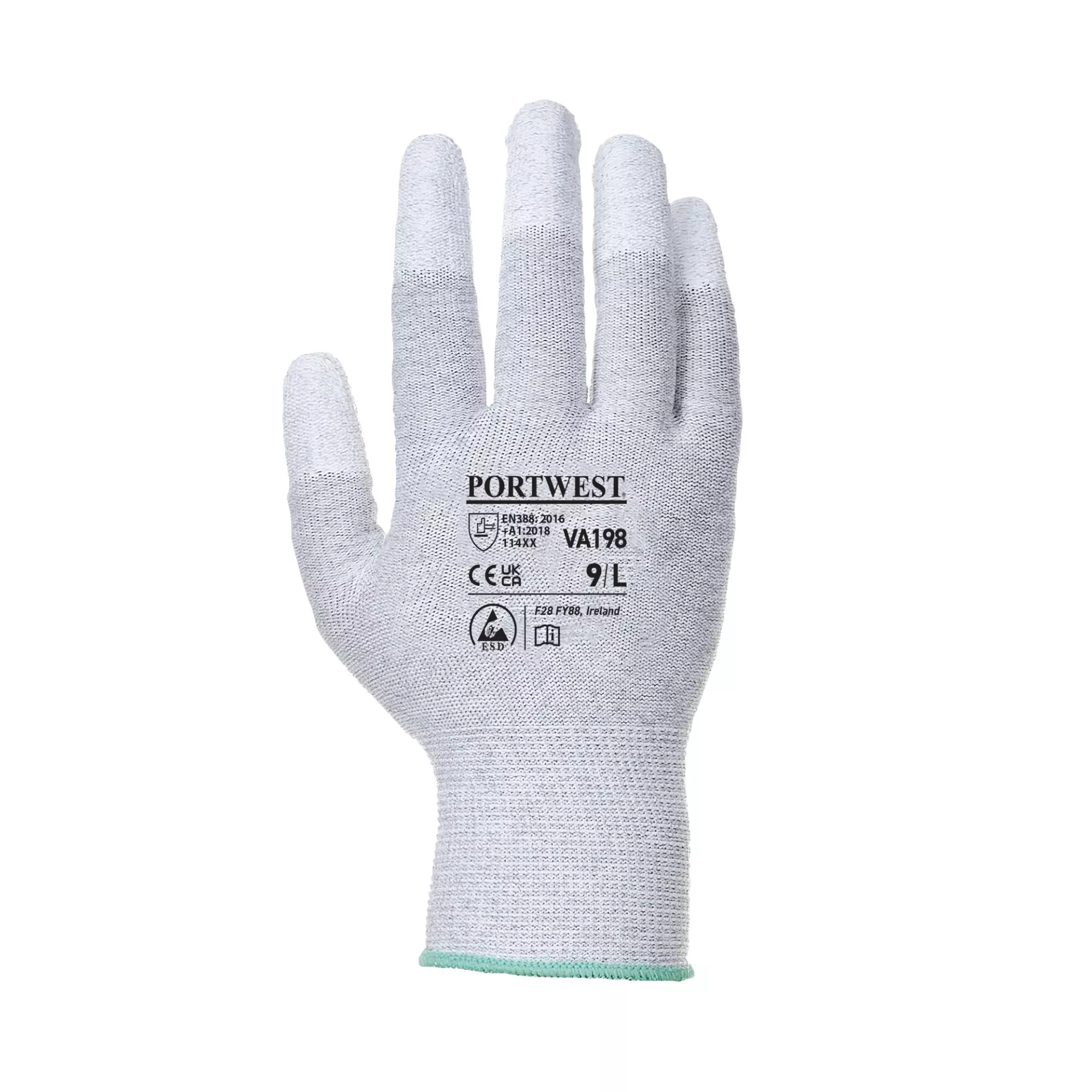 Portwest VA198G7R, Vending Antistatic PU Fingertip Glove, Grey, image 2