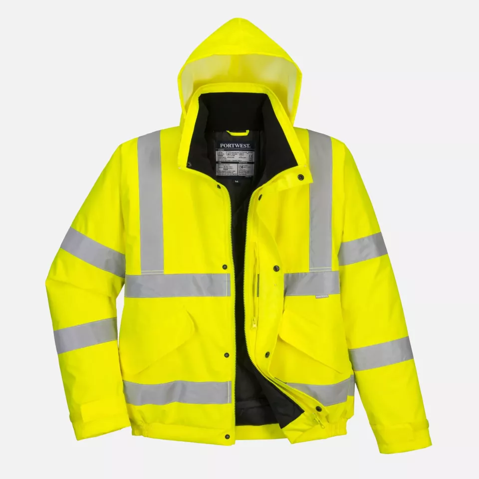 Portwest S463YER, Hi-Vis Winter Bomber Jacket, Yellow, image 5, gallery thumbnail