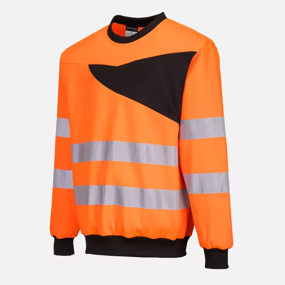 Portwest PW277OBR, PW2 Hi-Vis Sweatshirt, Orange/Black, image 7, gallery thumbnail